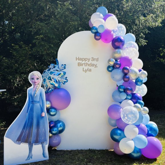 Frozen theme balloon arch