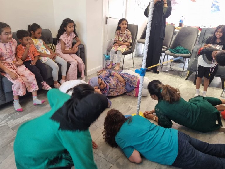Adults turn to play and win for the children