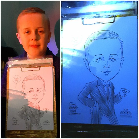 Kids party cartoon portrait artist for hire in Kent. Party Caricatures also serve as Goodie bag keepsakes