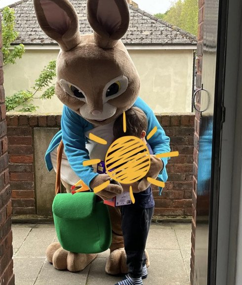 Peter Rabbit at door step visit