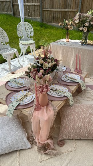 Luxe 70th birthday picnic setup