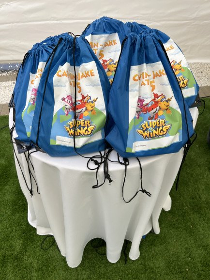 Custom Superwings themed party bags