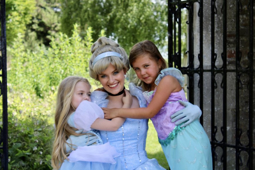 Embraced in a hug with The Glass Slipper Princess