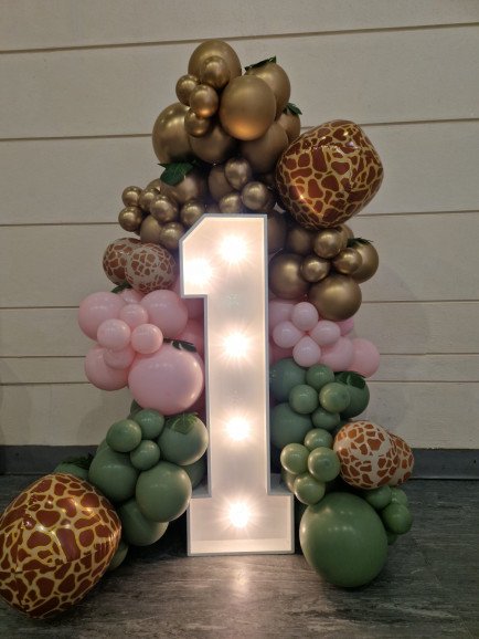 Single light up number & balloon decor. Price of a display like pictured would start from £140