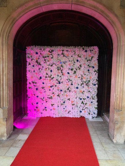Flower wall with Red Carpet Entrance
