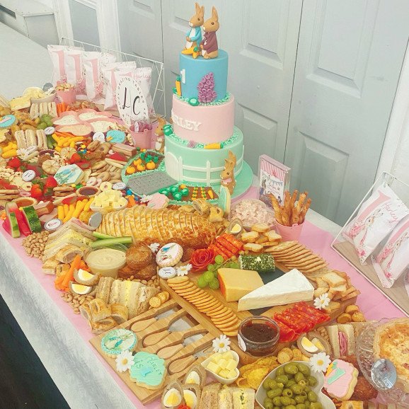Peter rabbit themed graze table for an amazing birthday party