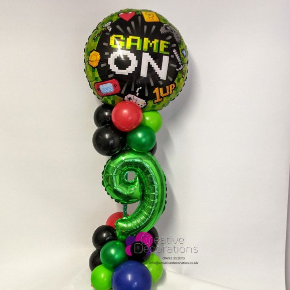Gaming themed balloon stand. 
Birthday gifts or party centrepieces
