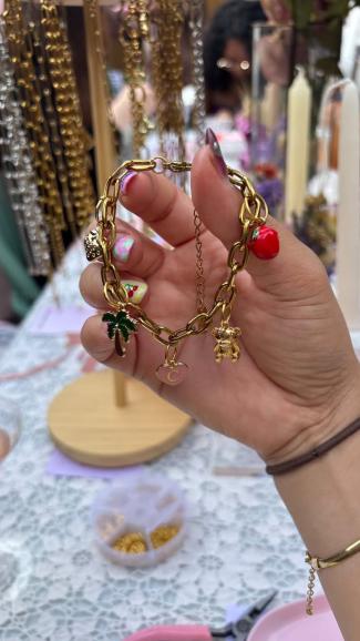stainless steel charm bracelet