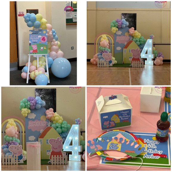 Peppa Pig Themed Set Up with Welcome Easel & Table Styling..