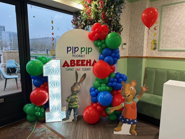 Pip & Posy Themed Bespoke Single Sailboard Set Up with Cut Outs..