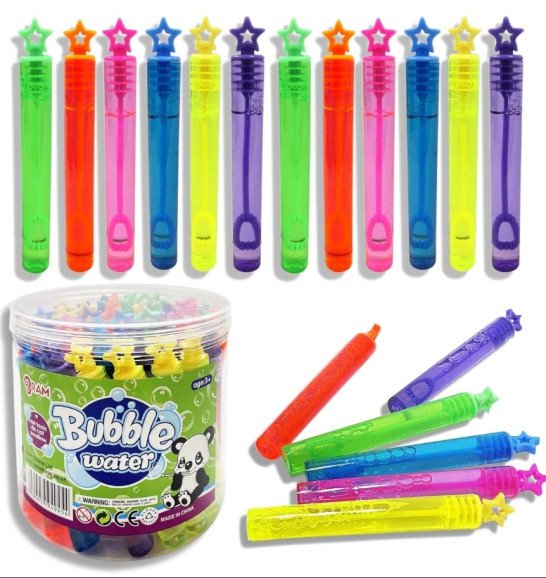 Pack of 40 Bubble Wands With 5ml of Bubble Mixture, Fun Garden Toys For Kids, Party Bag Fillers For Birthday Parties, Gifts For Girls Boys 3+, Multicolour