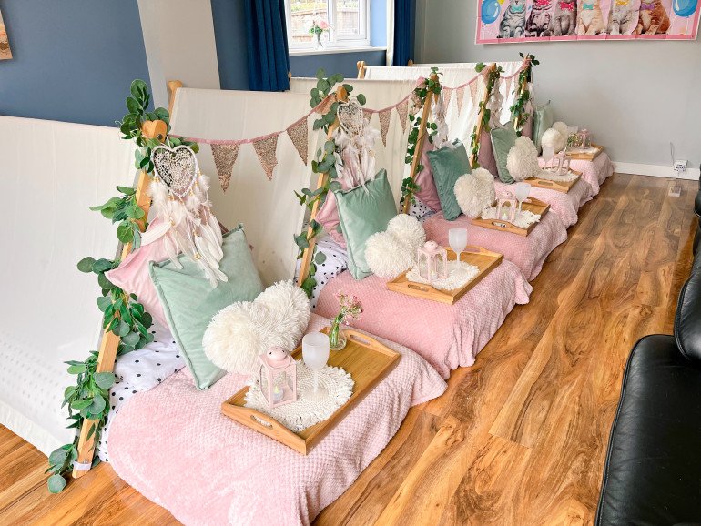 Pretty in Pink sleepover teepees
