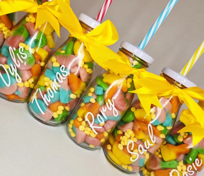 Personalised Sweetie filled milk bottles