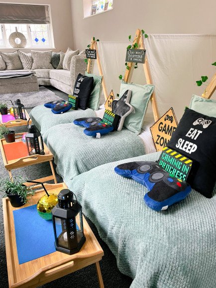 Gaming themed sleepover teepees