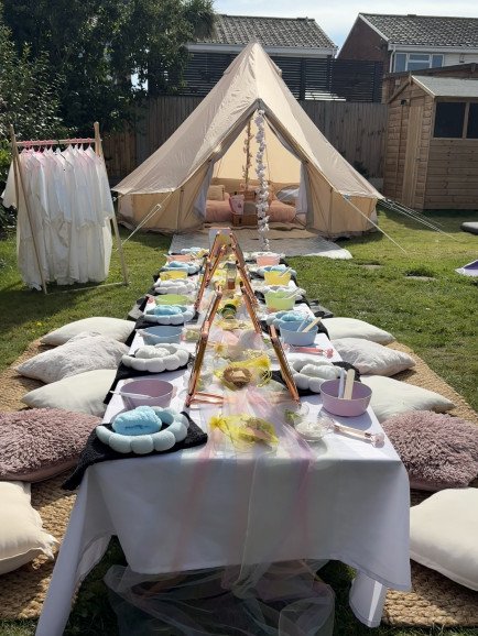 A pamper party bell tent package