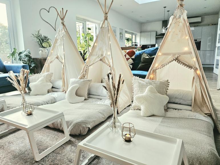 Welcome to The Teepee Collective! We create magical, fully-styled indoor sleepover experiences for children, complete with bespoke themes and cosy details designed to make their birthday or celebration unforgettable.
