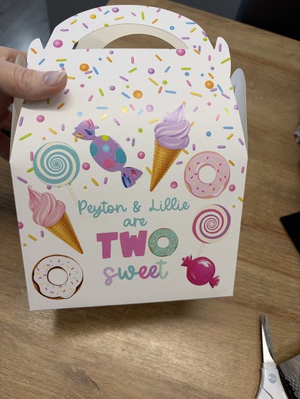 Party favour boxes, personalised to party theme. 2 sizes available. These are the perfect addition to any party.