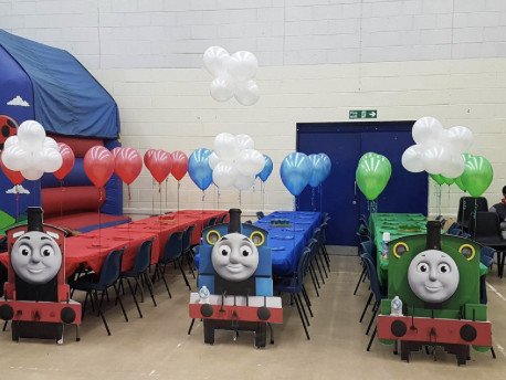 Here is a Thomas the tank engine party that we did each table was colour themed to the character