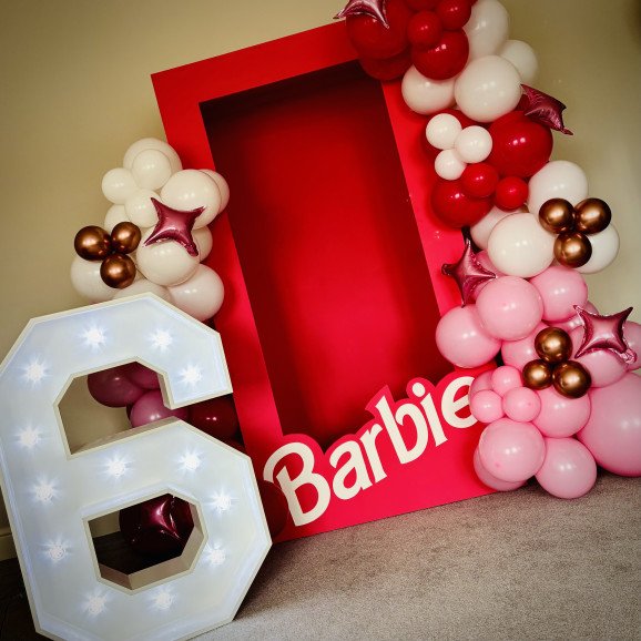 Barbie box with balloons