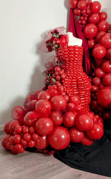 Bespoke balloon dress with Organic additions.