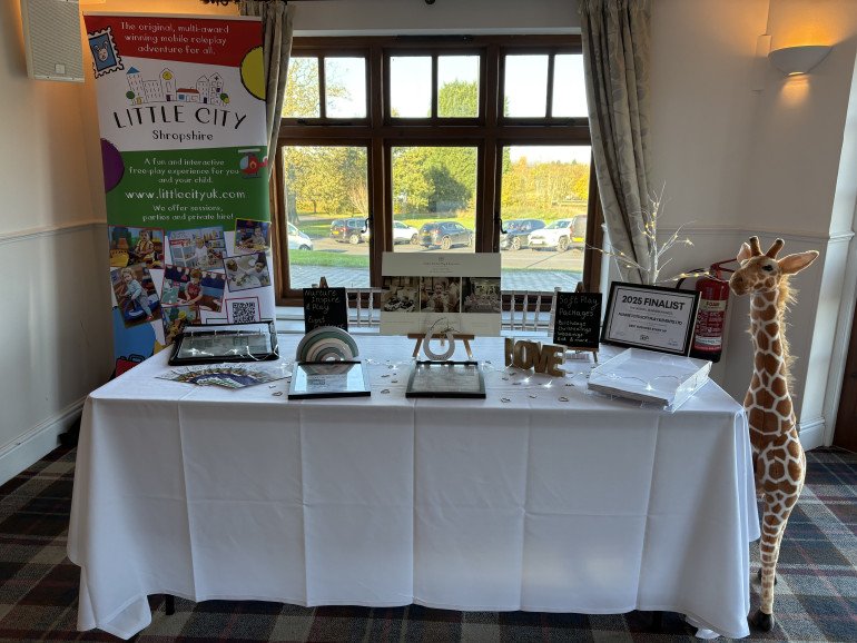 A wedding fayre set up at the Shropshire - Showcasing our Event Childcare & Soft Play Hire!