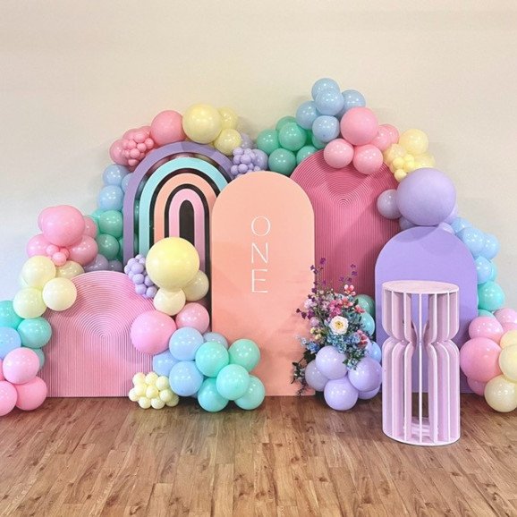 A Luxury First Birthday Set up in dreamy Pastels