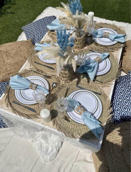 Summer picnic set up for a baby shower
