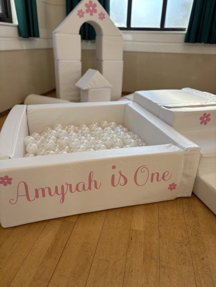 Our stunning all white softplay personalised for a special 1st birthday 💕