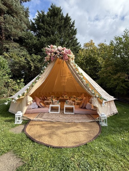 5 meter bell tent can sleep up to 10 guests to any available theme