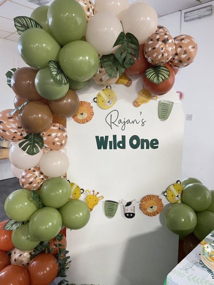 Wild One Themed Backdrop with Balloons